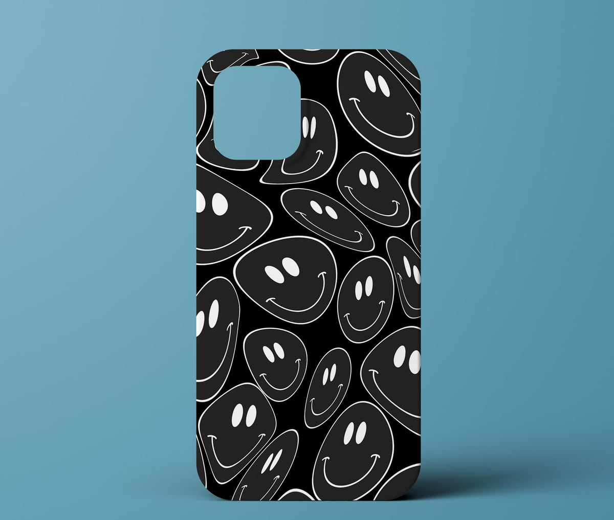 Black smiley phone case
