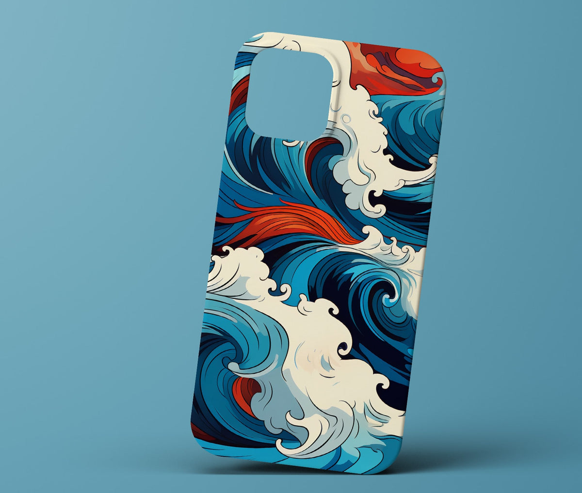 Blue and red waves phonecase