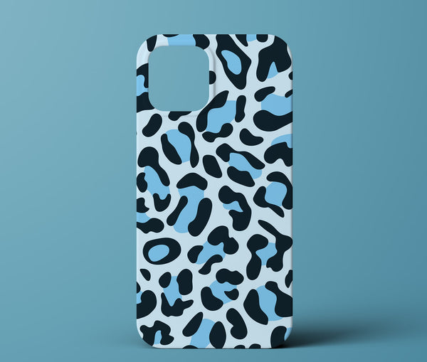 Blue leopard print phone case