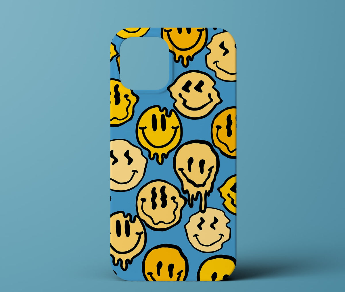 Blue smiley phone case