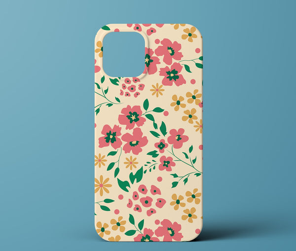Cream floral phone case