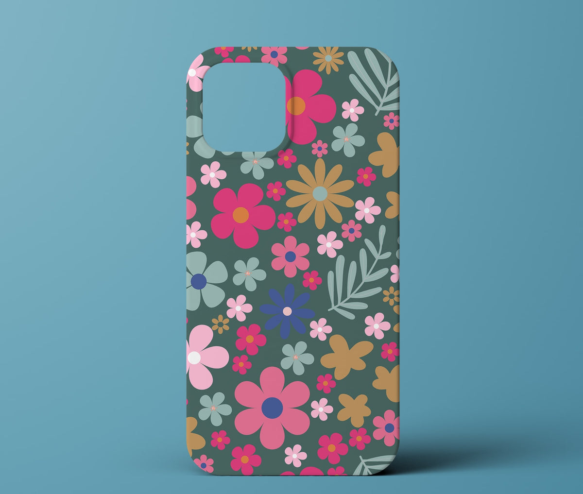 Green floral phone case