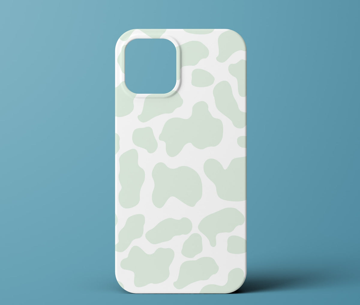 Green cow print phone case