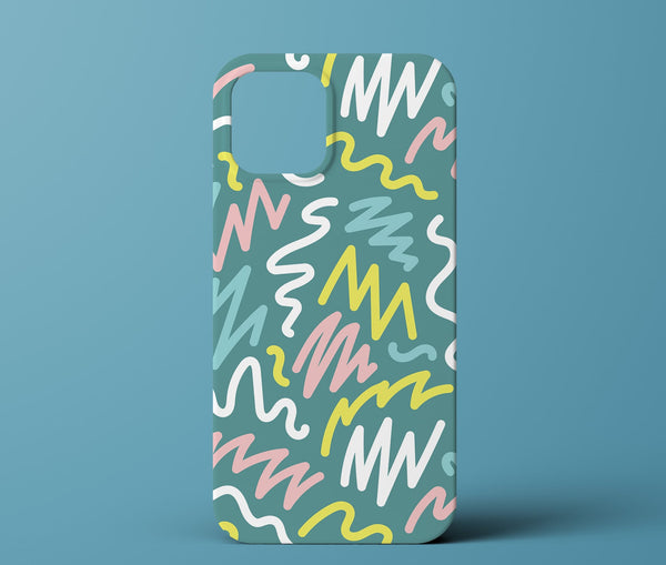 Green doodle phone case