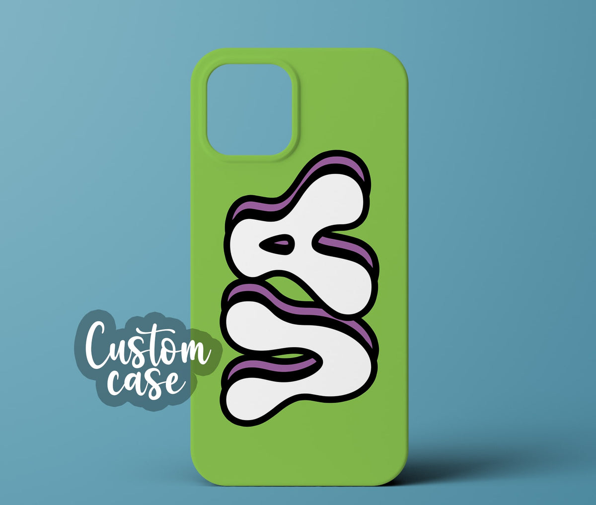 Green initials phone case