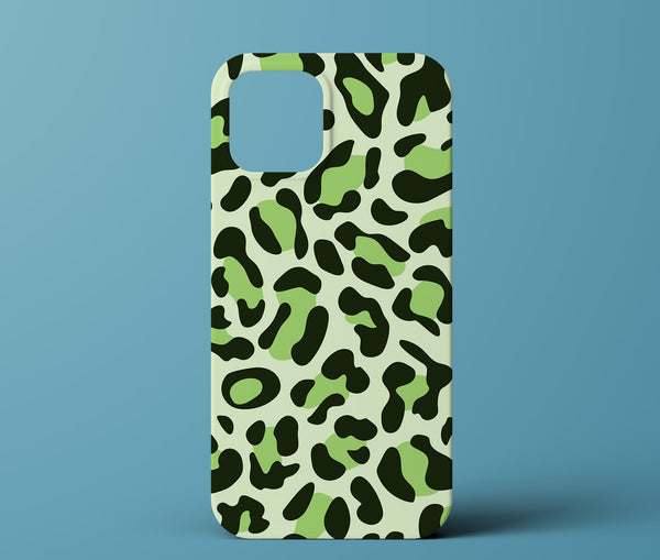 Green leopard print phone case