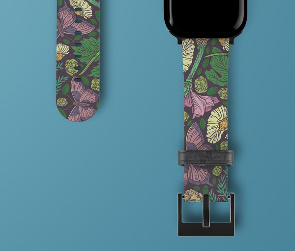 Purple flower watch strap