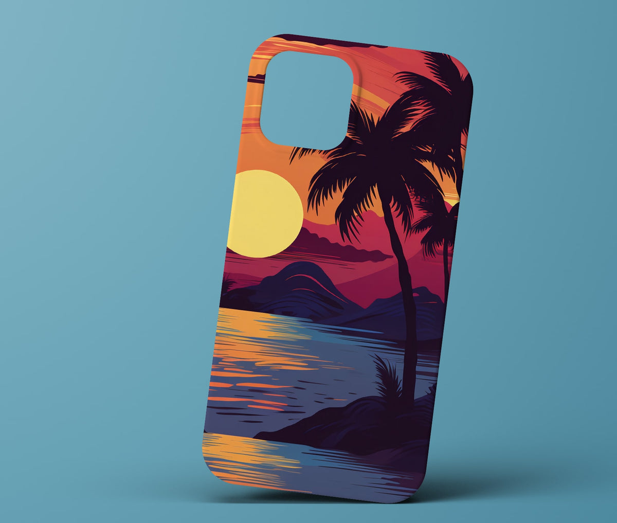 Sunset And Palm Tree Phonecase