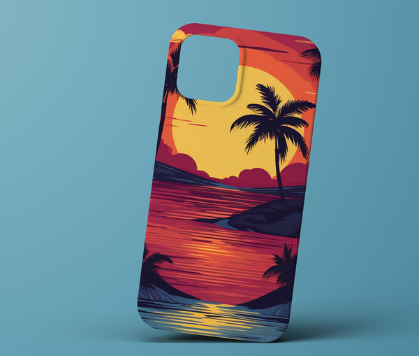 Sunset And Palm Tree Phonecase