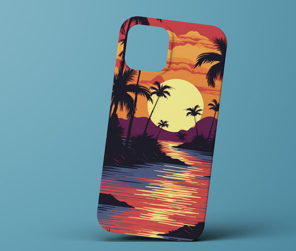 Sunset And Palm Tree Phonecase