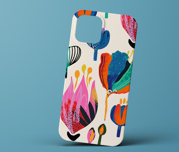 White Floral Abstract Phone Case