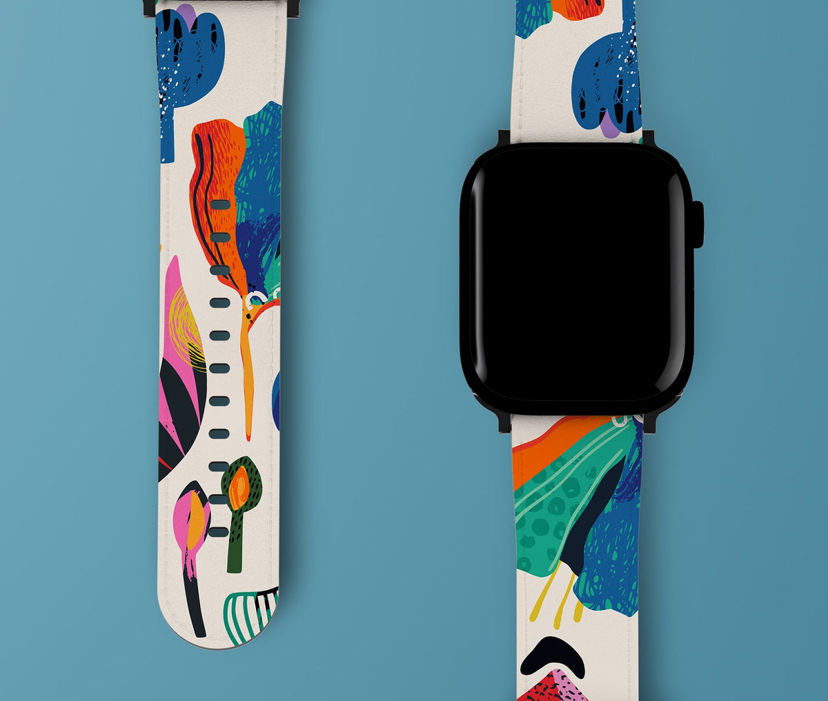 White abstract watch band