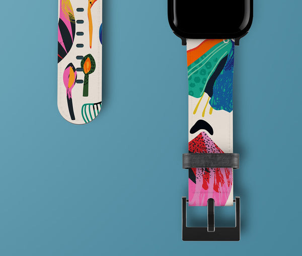 White abstract watch strap